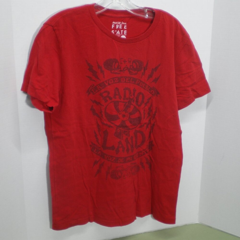 Free State Red Radio Land Graphic Tee Shirt, Size Med